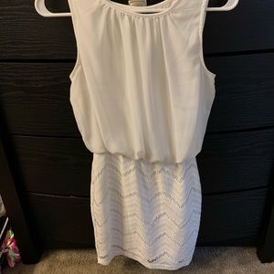 White lace top cocktail dress